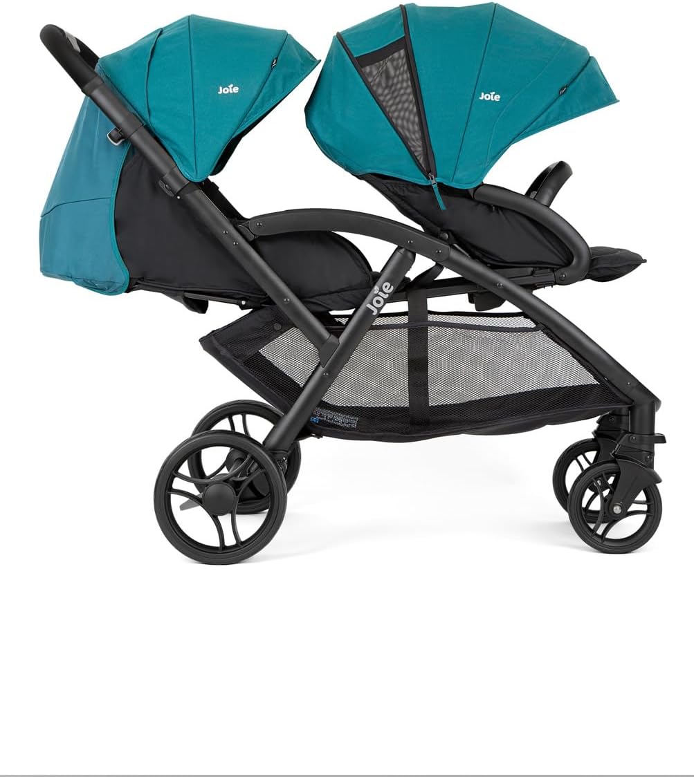 Joie - Evalite™ Duo - Poussette Double Légère - Siège Arrière Inclinable À Plat - Compatible Sièges Auto Et Nacelles - Suspension 4 Roues - Harnais 5 Points SoftTouch - Dès la naissance
