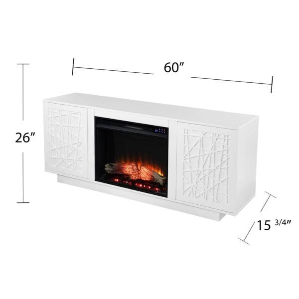 Luke 60 in. Electric Media Fireplace in White