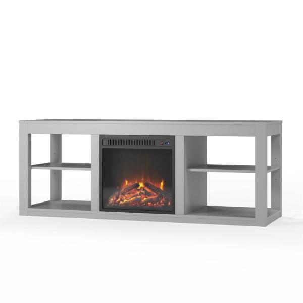 Nelson 59 in. Gray Particle Board TV Stand Fits TVs Up to 65 in. with Electric Fireplace