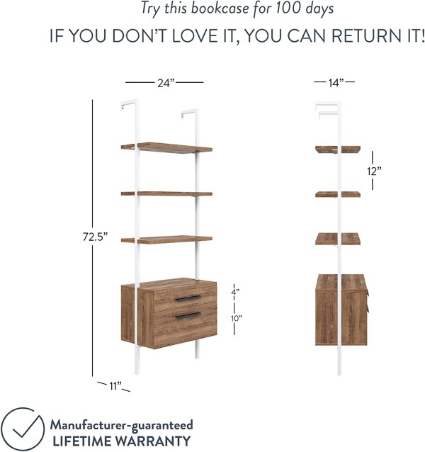 Nathan James Theo Modern Bookcase with Rattan Cabinet in Matte Black and Light Oak Finish with Matte Black Metal Frame for Living Room, Home Office Storage