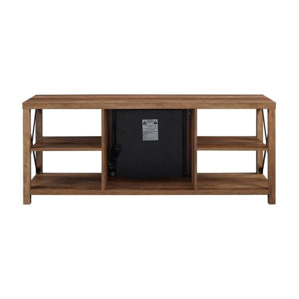 60 in. Reclaimed Barnwood Composite TV Stand Fits TVs Up to 65 in. with Electric Fireplace
