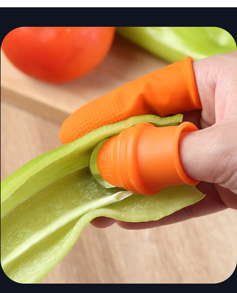 1 Set Silicone Finger Protector with Blade for Fruits Vegetable Thumb Knife Finger Guard Kitchen Gadgets Kitchen Accessories