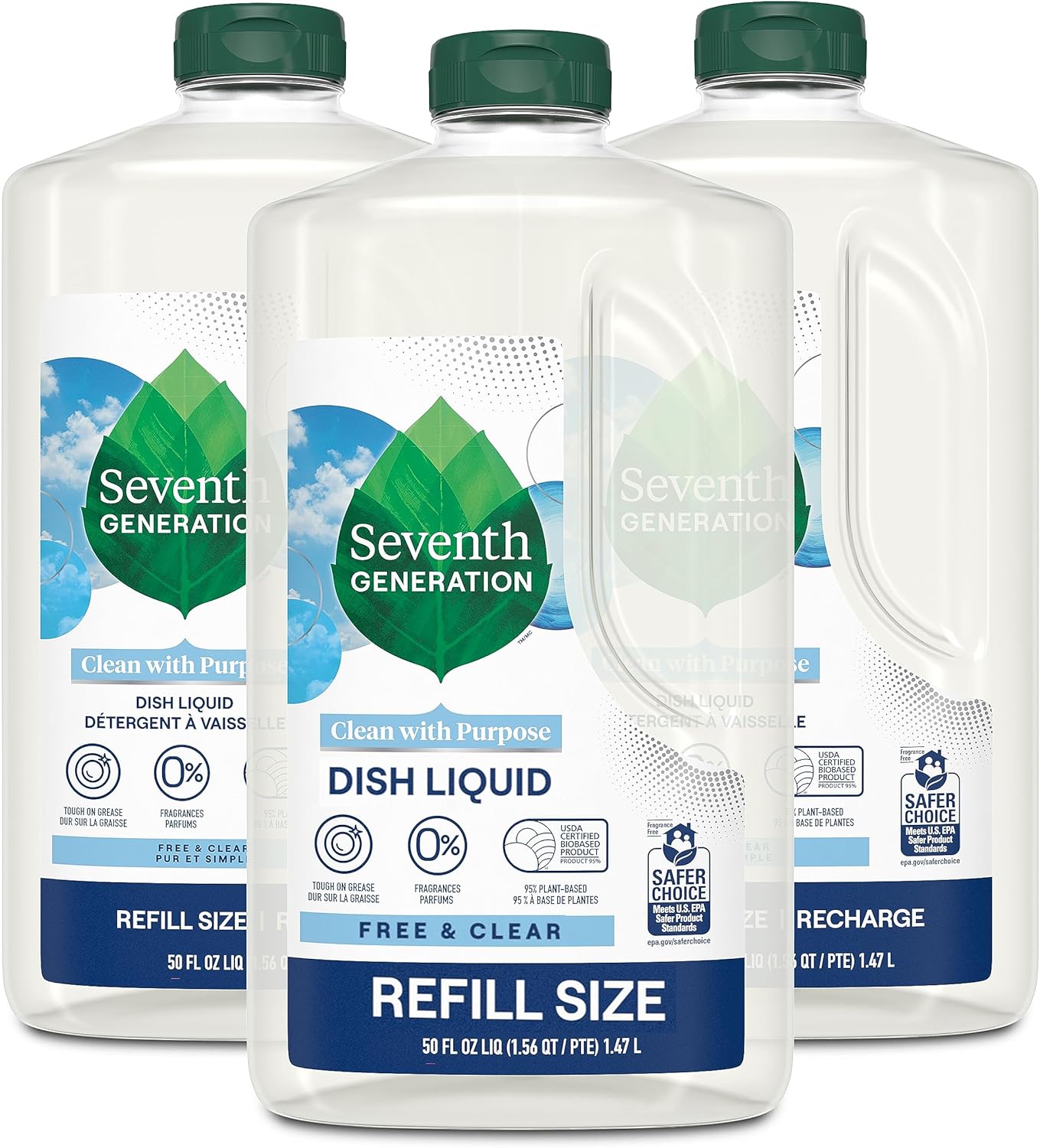 Seventh Generation Dish Soap Liquid, Fragrance Free, 19 oz, Pack of 6