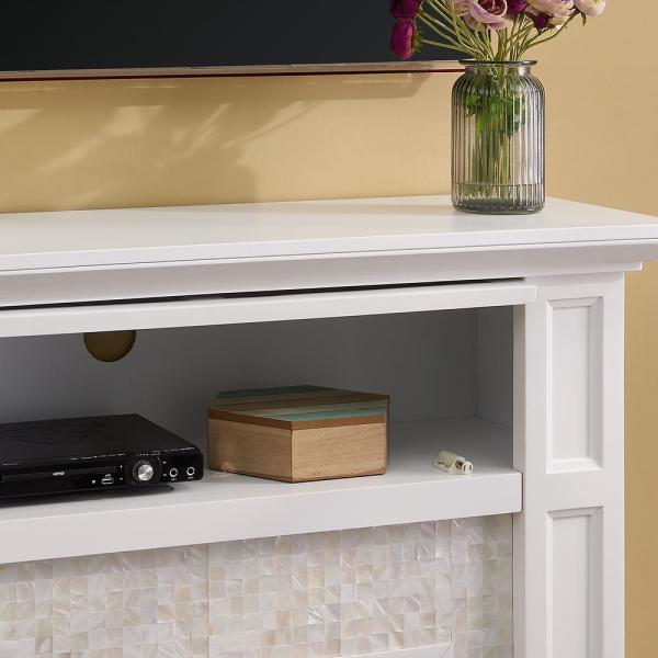 Kristinna 46 in. Tiled Media Electric Fireplace Console in White