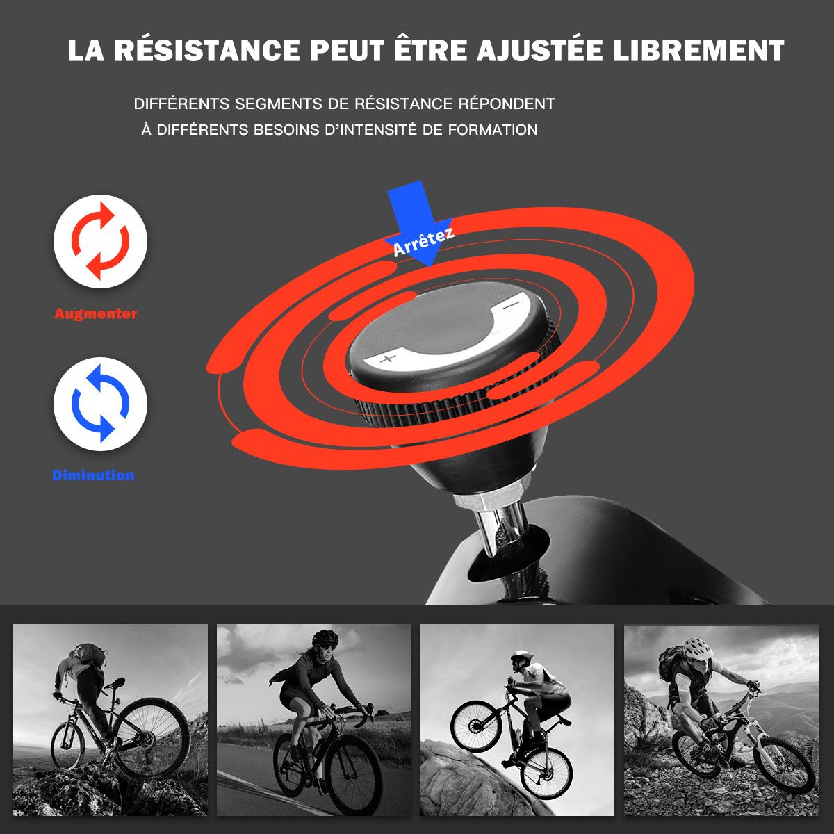 Vélo D’appartement Vélo Silencieux avec Courroie et Roue D’inertie en Fer de 10kg Guidon et Selle Ajustable Noir + Rouge