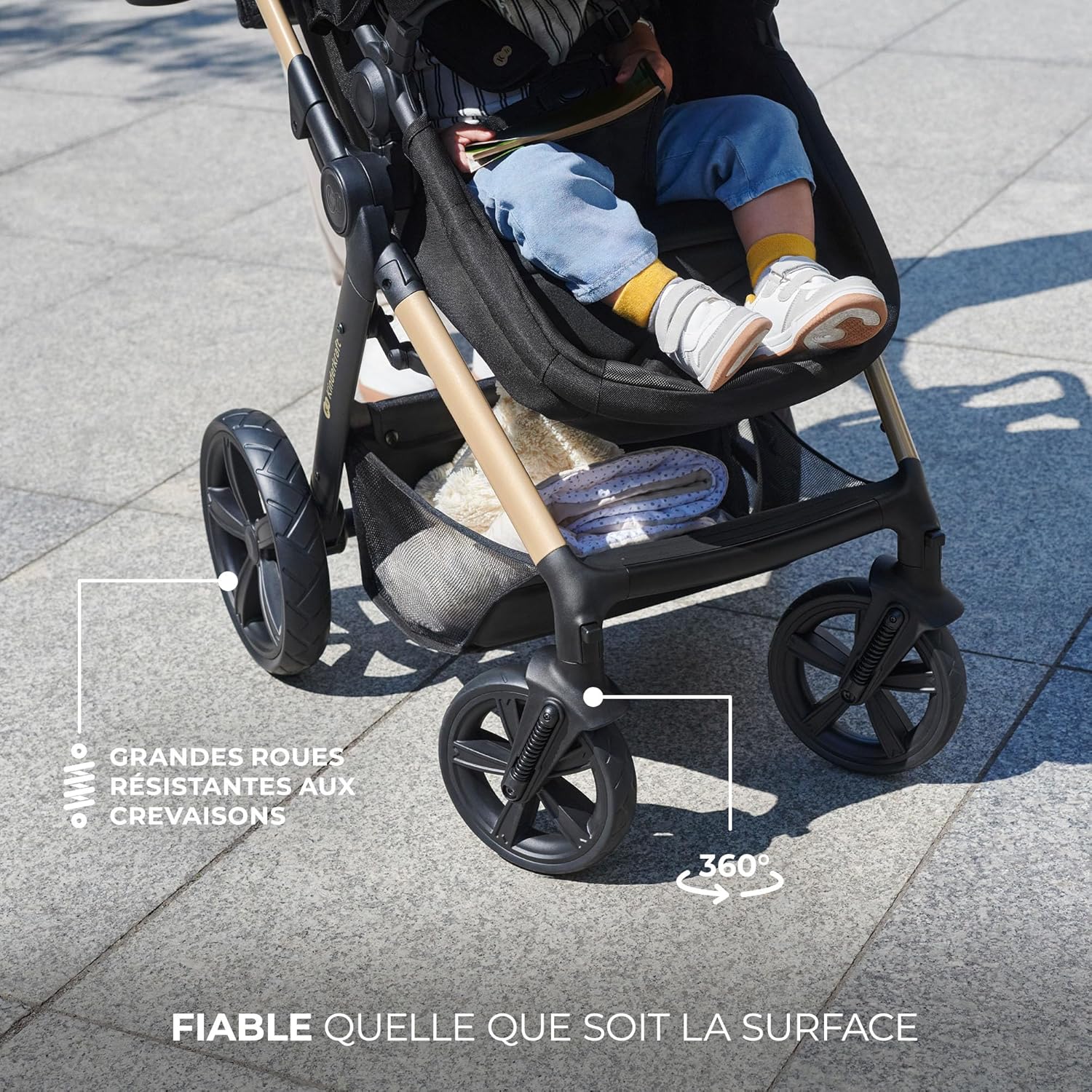 Kinderkraft MOOV2 Poussette 3 en 1, Système de voyage de la naissance à 27 kg, Siège auto Mink PRO I-Size inclus, Capote extensible avec filtre UPF50+, Accessoires pratiques, Gris