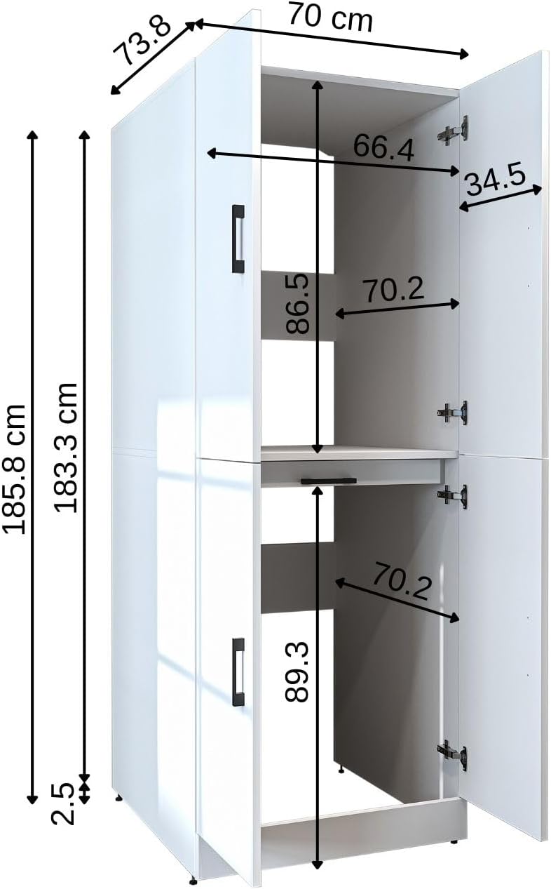 ROOMART Dora Armoire de machine à laver, pour sèche-linge et machine à laver, en 4 couleurs, avec portes et planche coulissante (chêne anthracite)