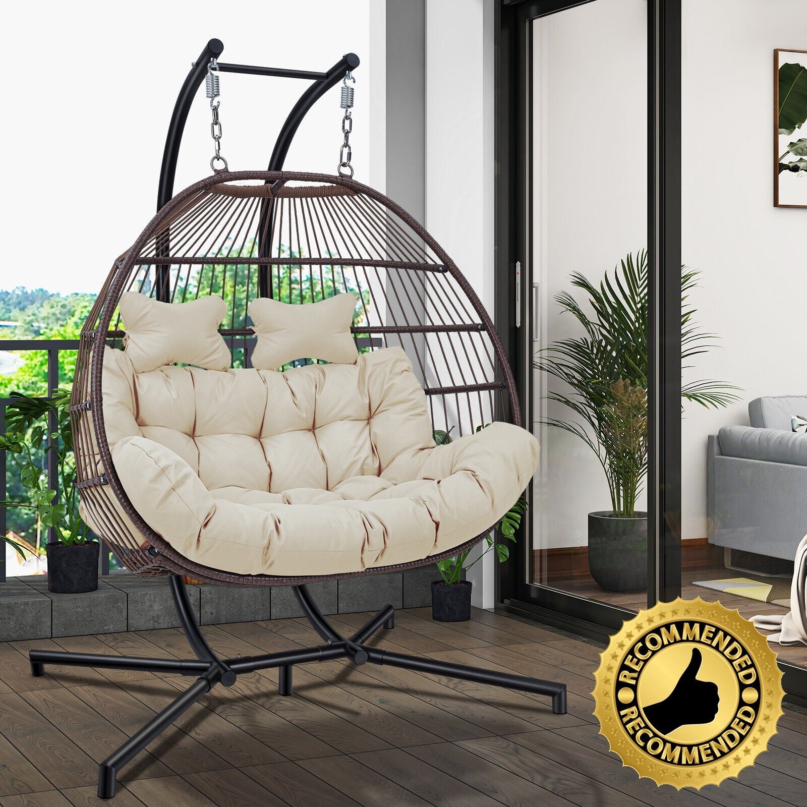 Chaise balançoire avec support,