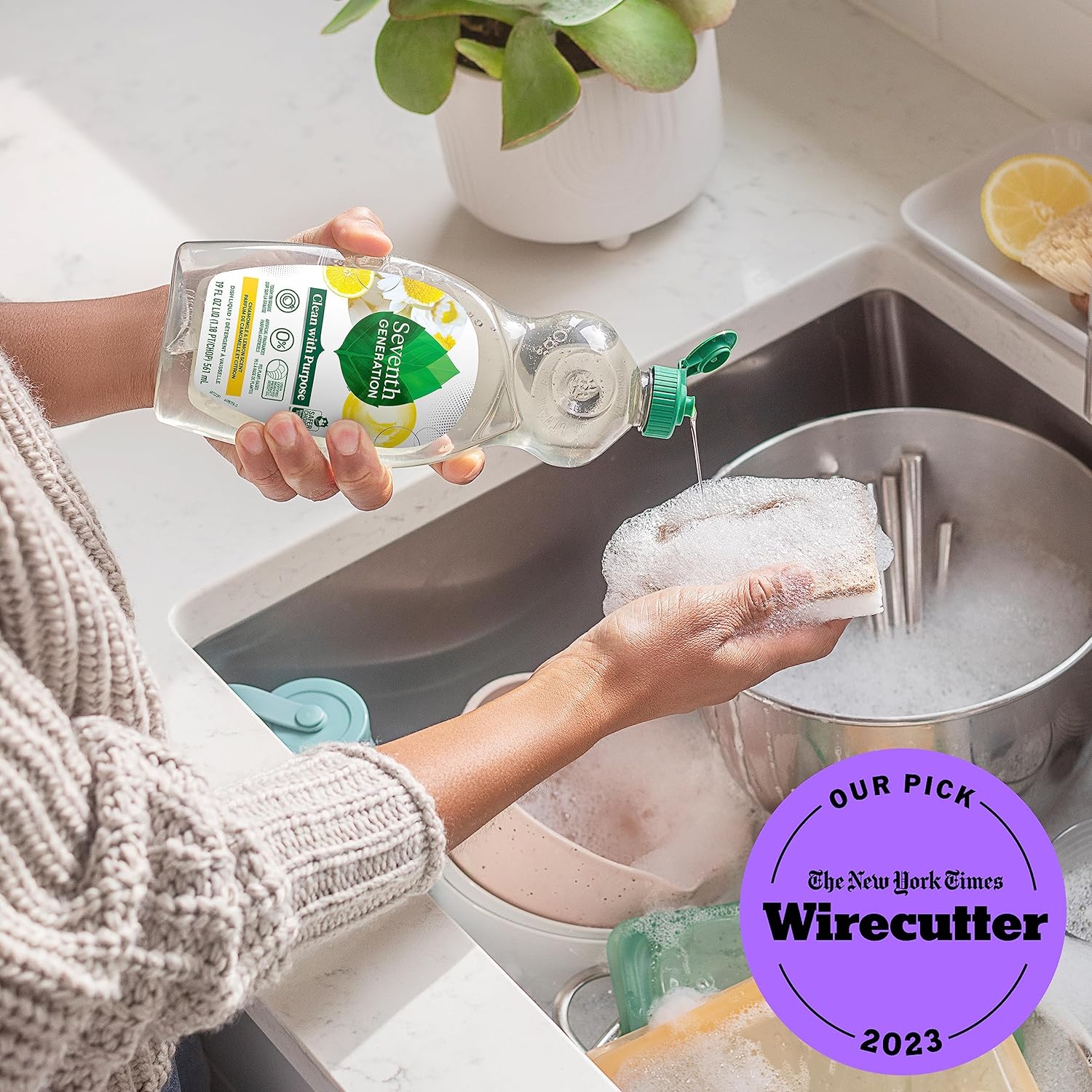 Seventh Generation Dish Soap Liquid, Fragrance Free, 19 oz, Pack of 6