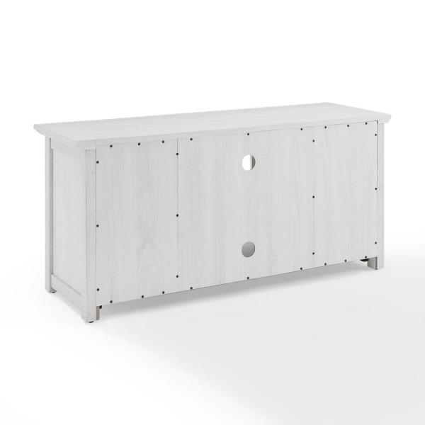 Camden Whitewash 48 in. Low Profile TV Stand with Fireplace Fits 50 in. TV with Cable Management
