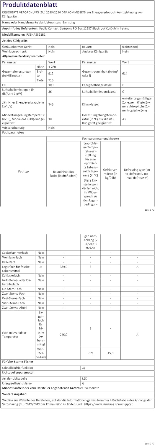 Samsung RS6HA8891B1/EG Side by Side premium noir