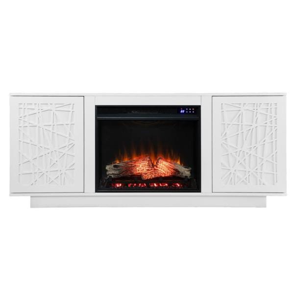 Luke 60 in. Electric Media Fireplace in White