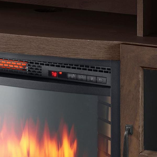 Barden 59 in. Freestanding Electric Fireplace TV Stand in Antique Coffee