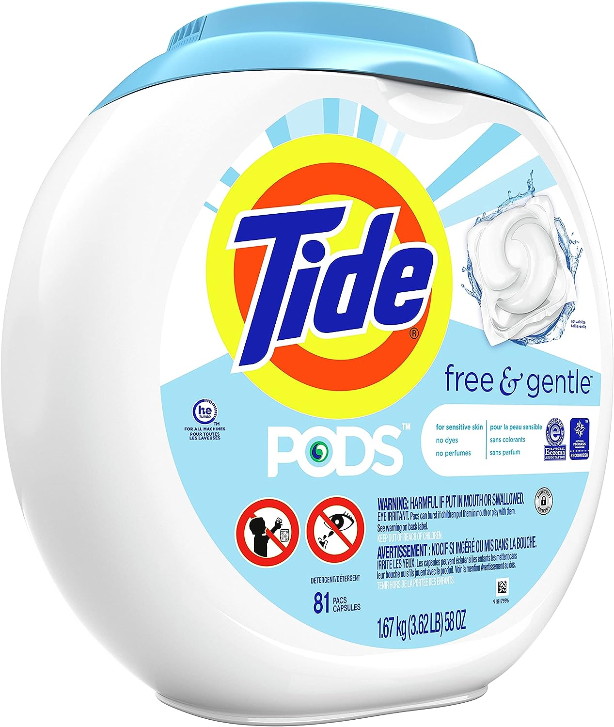 Tide PODS Free & Gentle Laundry Detergent Soap Pods, 81 count