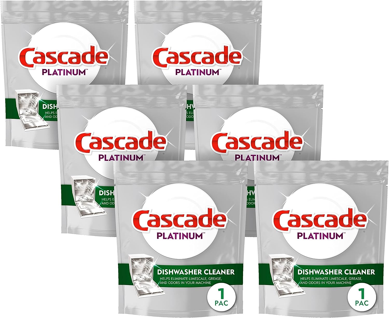 Cascade Platinum Dishwasher Pods, Dishwasher Detergent, Dishwasher Pod, Dishwasher Soap Pod, Actionpacs Dish Washing Pod, Lemon, 62 Count Dishwasher Detergent Pods
