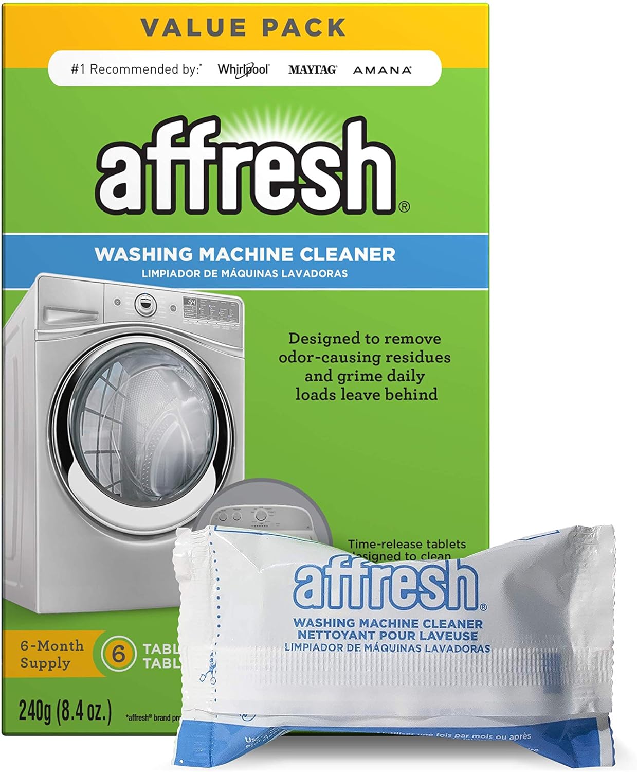 Affresh Washing Machine Cleaner, Cleans Front Load and Top Load Washers, Including HE, 6 Tablets