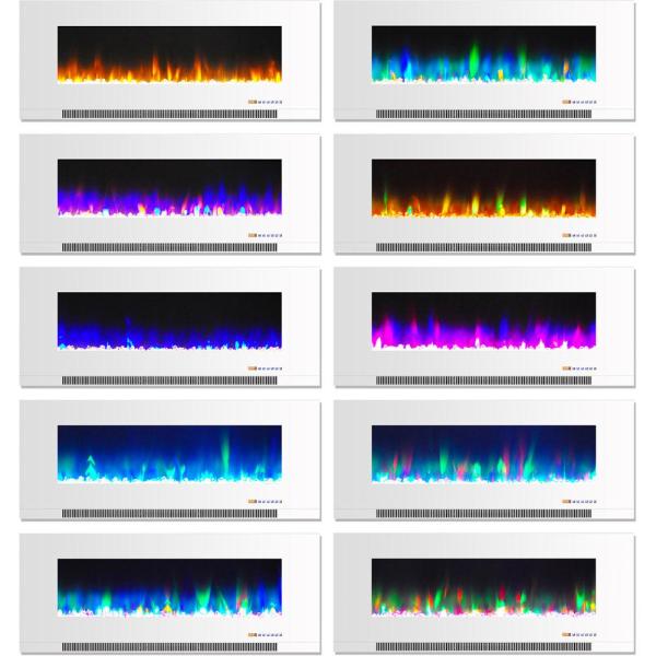 San Jose 58 in. Freestanding Electric Fireplace Entertainment Stand in White with 50 in. Insert and Crystal Rock Display