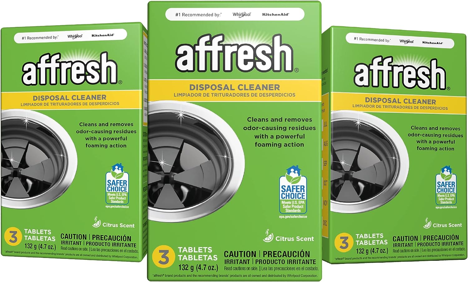 Affresh Garbage Disposal Cleaner, Removes Odor-Causing Residues, 9 Tablets [3 Pack] & Dishwasher Cleaner, Helps Remove Limescale and Odor-Causing Residue, 12 Tablets (2 Pack)