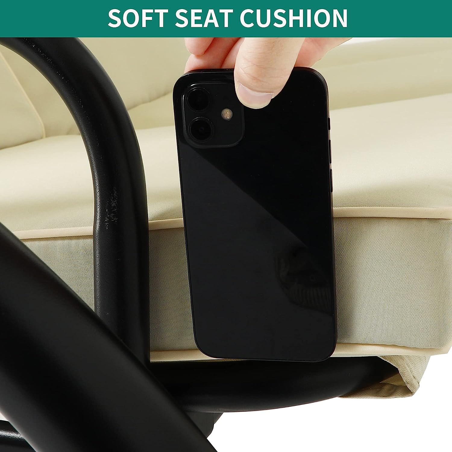 YITAHOME Porch Swing Bed 3-Seats Outdoor Patio Swing Heavy Duty Swing Chair with Adjustable Canopy Removable Cushion, Suitable for Adult in Garden, Poolside, Balcony, Brown