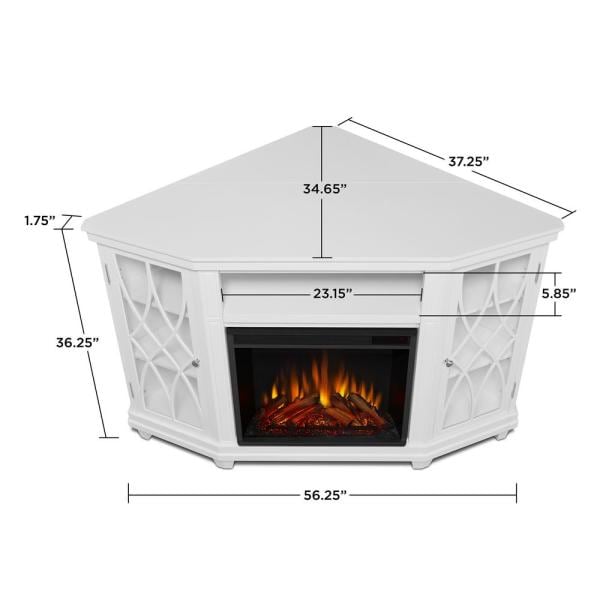 Lynette 56 in. Corner Electric Fireplace in White