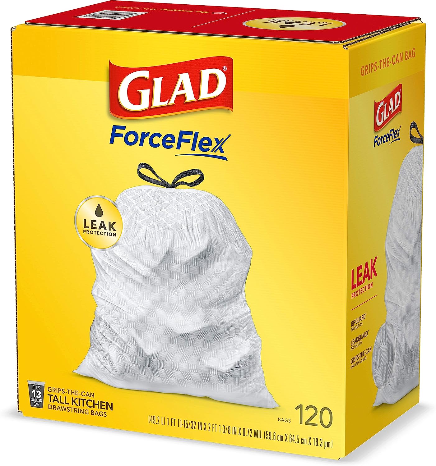 Glad Protection Series Force Flex Drawstring Fresh Clean Odor Shield 13 Gallon 1/110ct