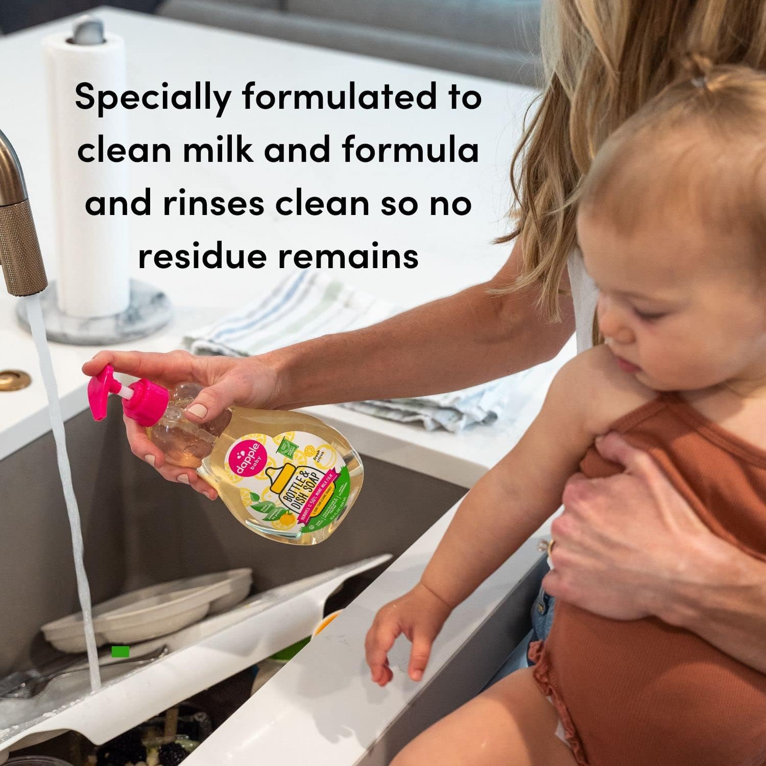 Dapple Baby, Bottle and Dish Soap Dish Liquid Plant Based Hypoallergenic 1 Pump Included, Packaging May Vary, Fragrance Free, 16.9 Fl Oz (Pack of 3)