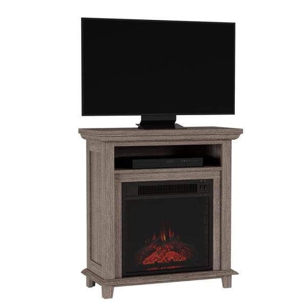 27 in. Freestanding Electric Fireplace TV Stand in Gray
