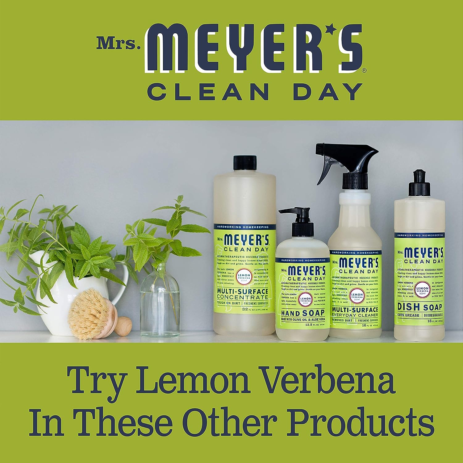 Mrs. Meyer's Liquid Dish Soap, Biodegradable Formula, Lemon Verbena, 16 Fl. Oz - Pack Of 3