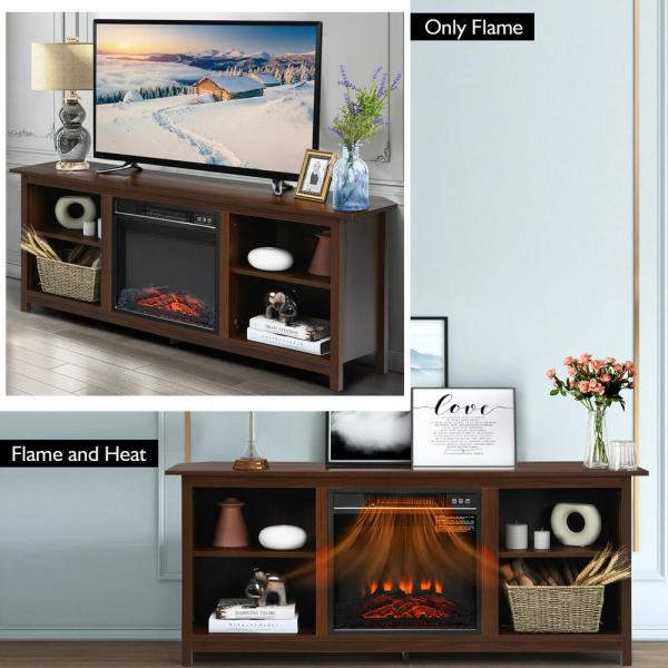 58 in. Fireplace TV Stand with 18 in. Electric Fireplace Up to 65 in. Coffee (2-Tier)