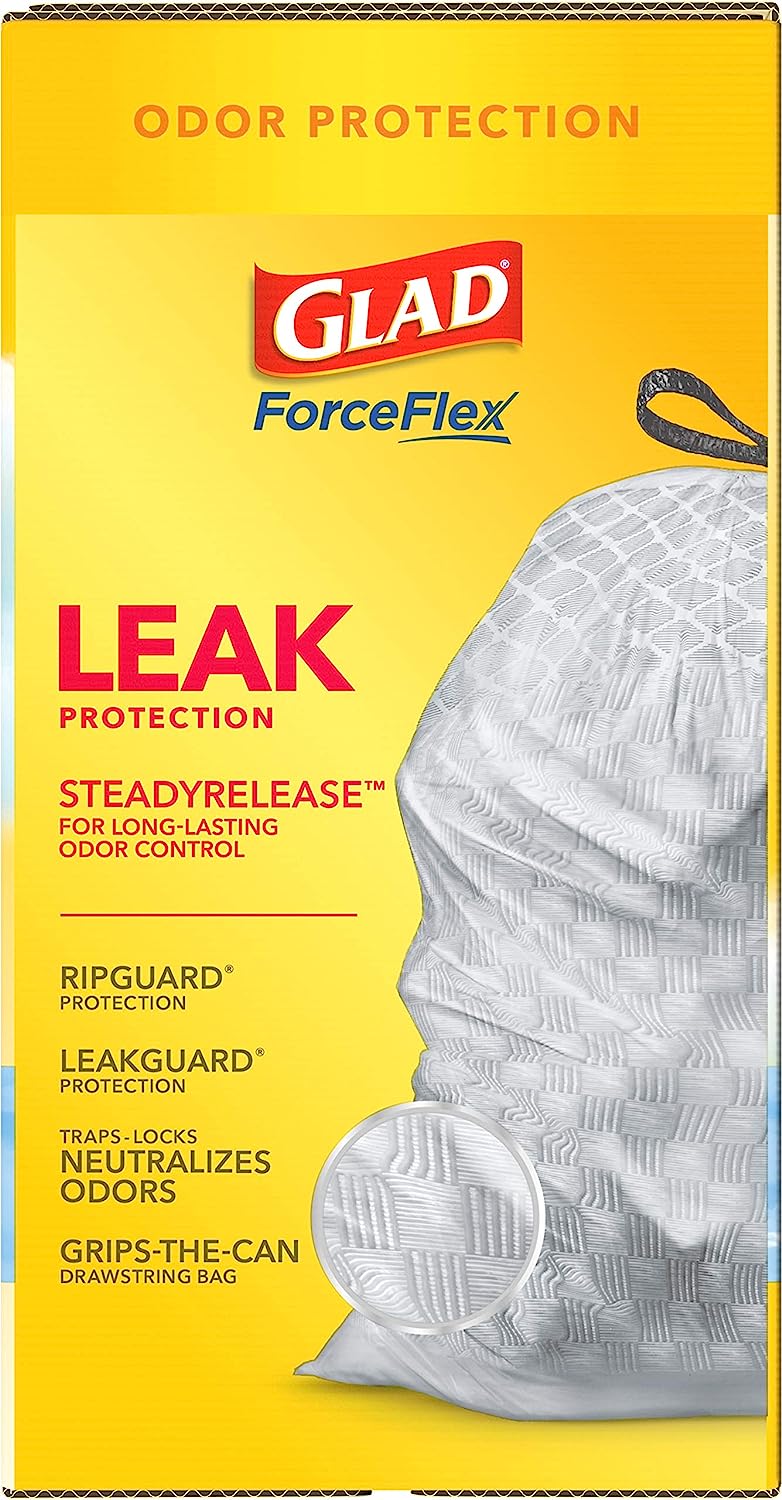 Glad Protection Series Force Flex Drawstring Fresh Clean Odor Shield 13 Gallon 1/110ct