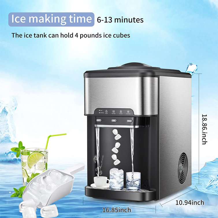 3 in 1 Countertop Water Cooler Dispenser with Ice Maker |  Ice making time 6-13 minutes