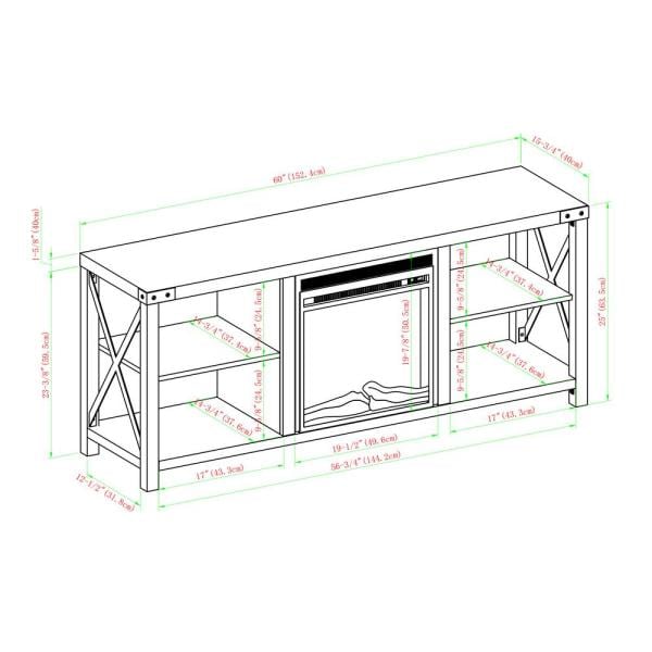 60 in. Reclaimed Barnwood Composite TV Stand Fits TVs Up to 65 in. with Electric Fireplace