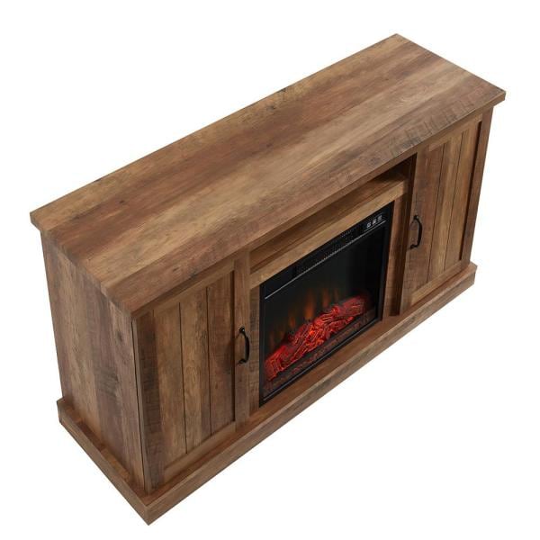 48 in. Freestanding Wooden Electric Fireplace TV Stand in Rustic Oak