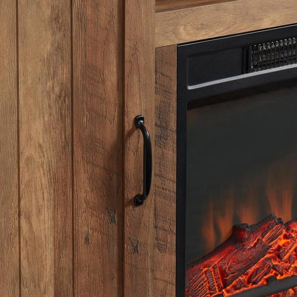 48 in. Freestanding Wooden Electric Fireplace TV Stand in Rustic Oak