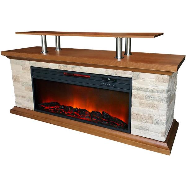 60 in. Infrared Electric Media Fireplace in Brown