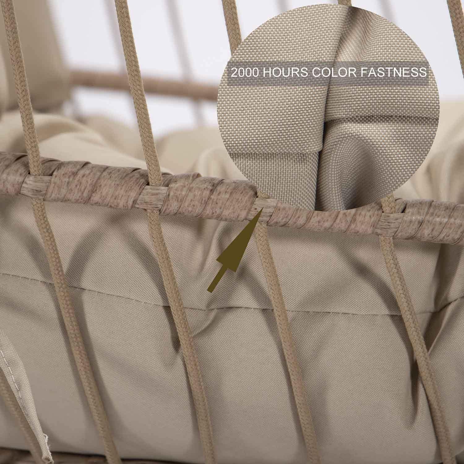 NICESOUL® Indoor Outdoor Patio Wicker Hanging Chair Swing Egg Basket Chairs with Stand UV Resistant Cushions 350lbs Capaticy for Patio Backyard Balcony Xmas Gift