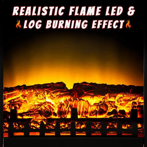 Euyhomy Freestanding Wooden Smart Electric Fireplace TV Stand in Black