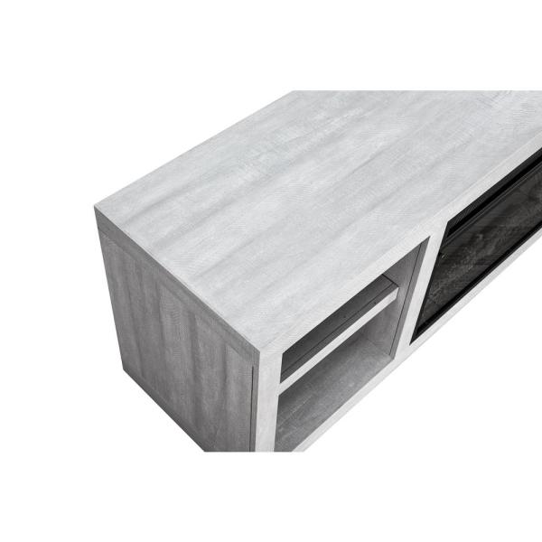 70 in. Saw Cut Off White Fireplace TV Stand for TV Up to 75 in.