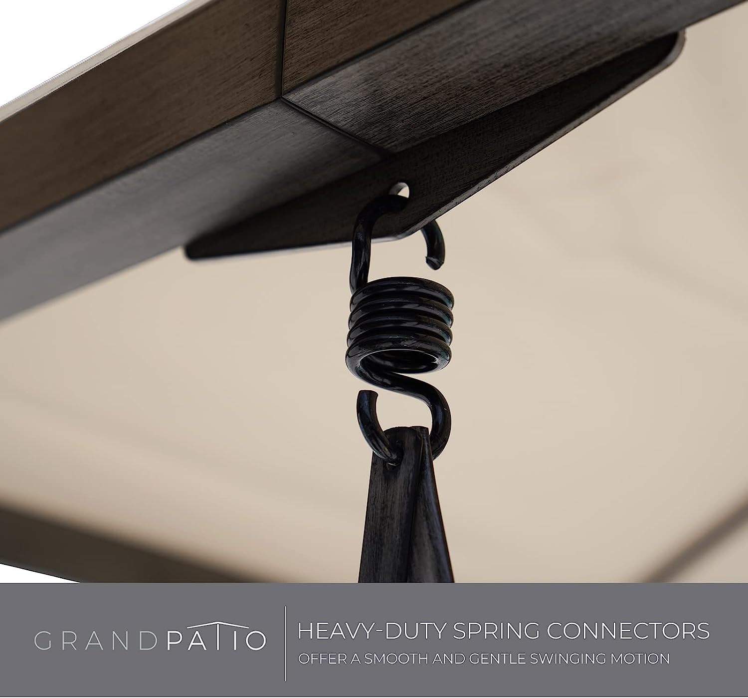 Grand Patio Outdoor Porch Swing 3-Seat with Canopy and Removable Cushion for Garden, Backyard, Poolside, Weather Resistant Powder Coated Steel, Beige