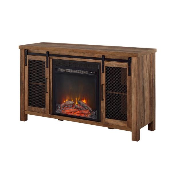 48 in. Rustic Oak Composite TV Stand 52 in. with Electric Fireplace