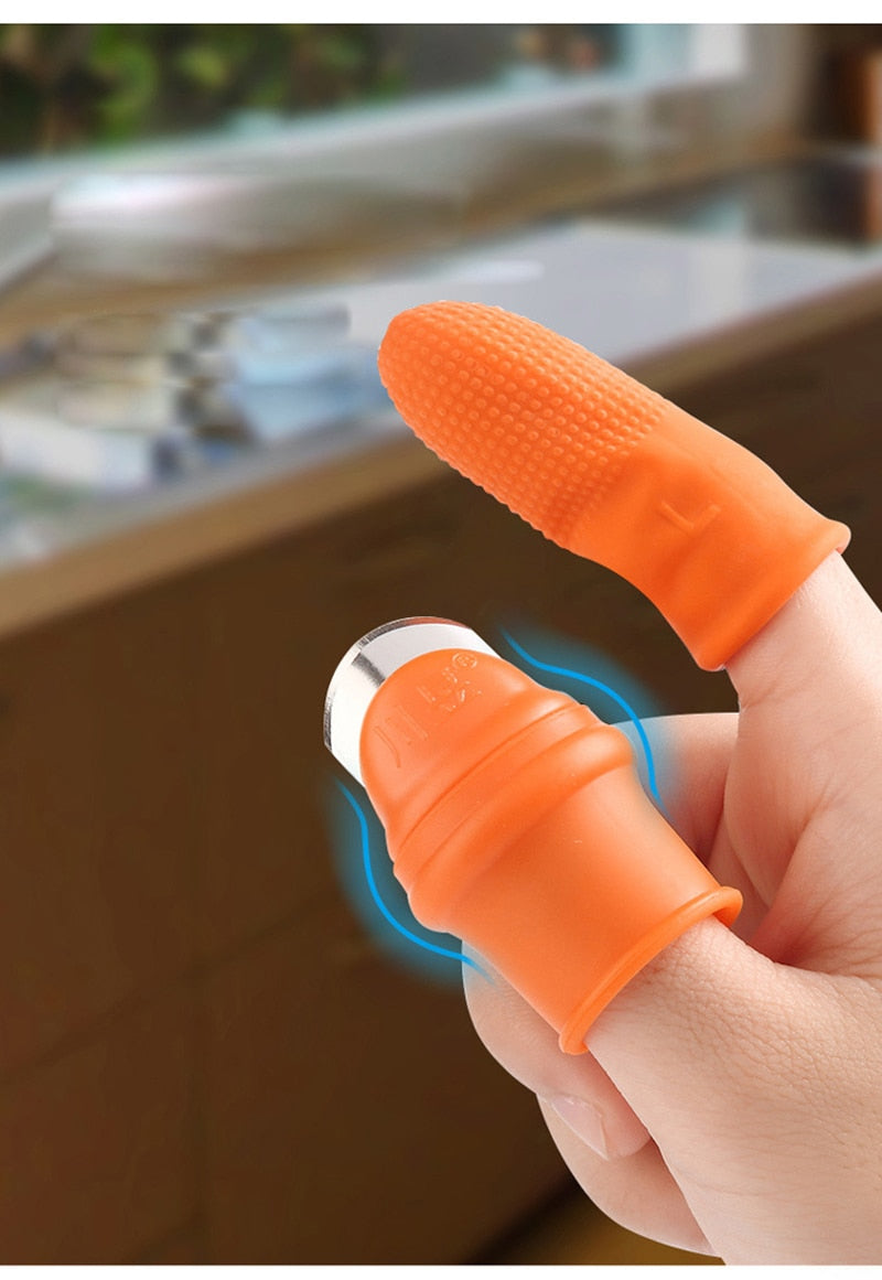 1 Set Silicone Finger Protector with Blade for Fruits Vegetable Thumb Knife Finger Guard Kitchen Gadgets Kitchen Accessories