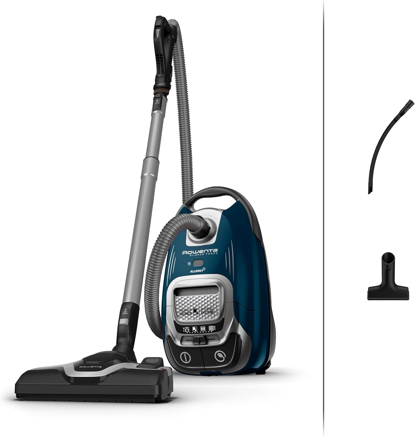 ROWENTA Silence Force Effitech Aspirateur avec Sac, Silencieux 57 DB(A), Basse consommation, Haute Filtration, Rayon d'action 12 m, Fabriqué en France RO7451EA, Bleu