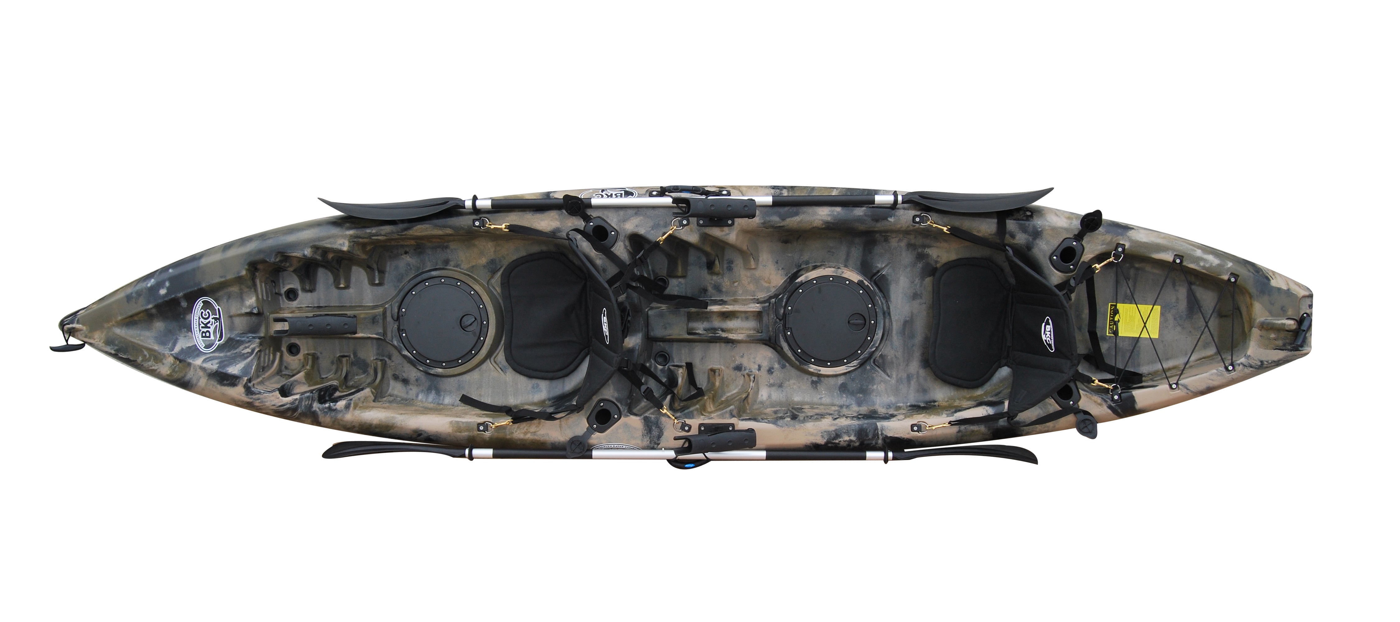 BKC TK181 Angler – Kayak de pêche tandem pour 2 personnes, 3,86 m, avec sièges rembourrés et pagaies