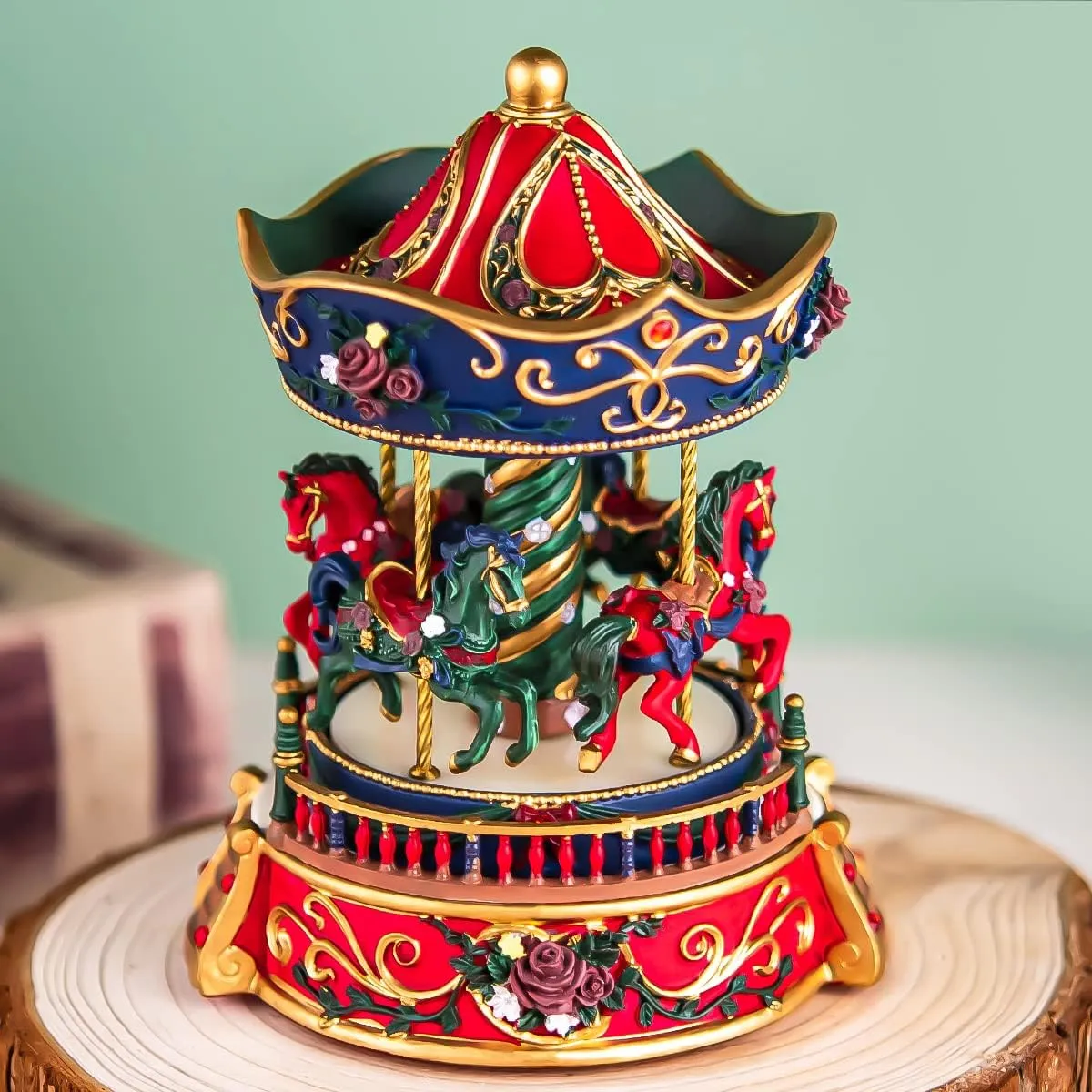 Mr.Winder Carousel Horse Music Box for Girls, Vintage Musical Box for Women Kids Wife Mom Daughter Birthday Anniversary Valentine Play Castle in The Sky