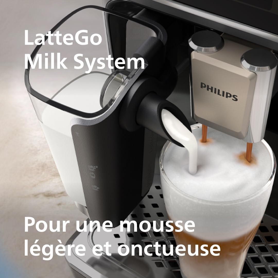 Philips Série 5400 Machine Expresso - Café à Grain - LatteGo Mousseur à Lait, 12 Spécialités de Café, Affichage Intuitif, 4 Profils Utilisateur, Noir (EP5441/50)