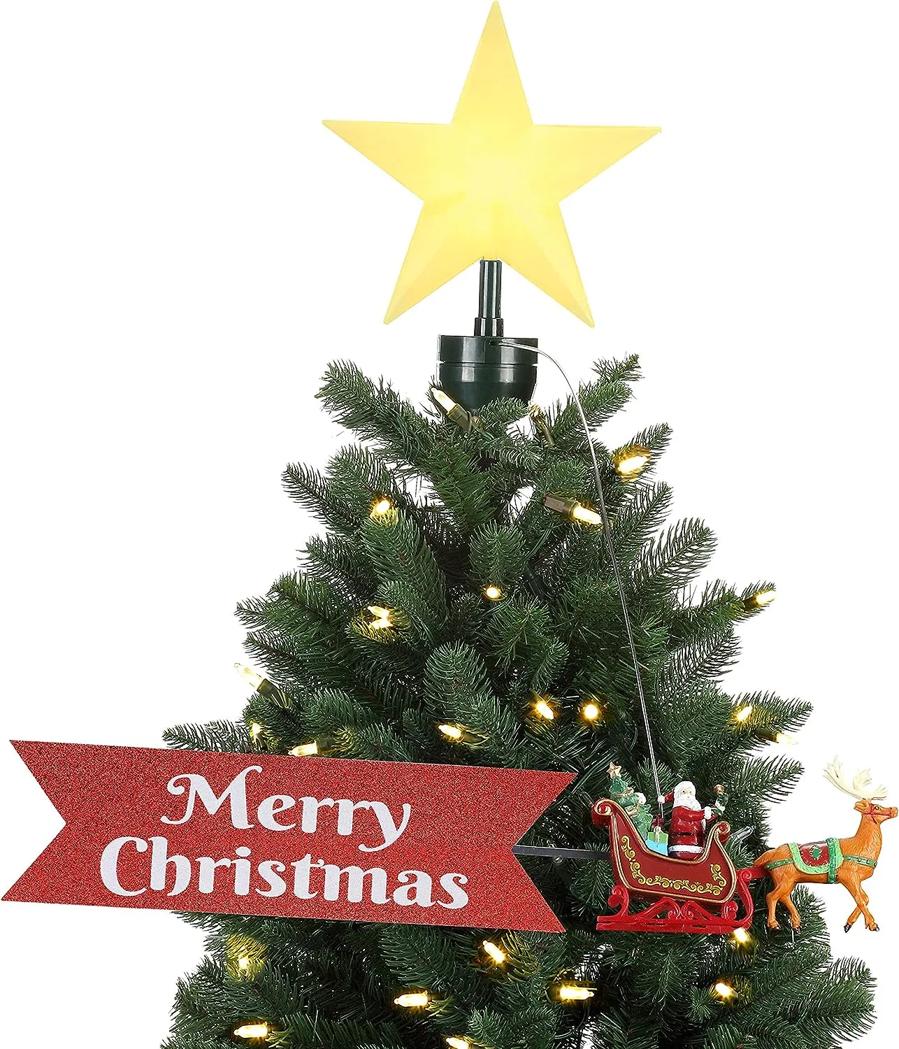 Mr. Christmas Animated Tree Topper-Carousel Christmas Decoration, Multi