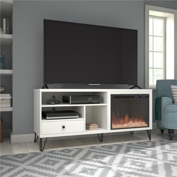 Montrose 59 in. Freestanding Electric Fireplace TV Stand Fits TV's up to 65 in. in White