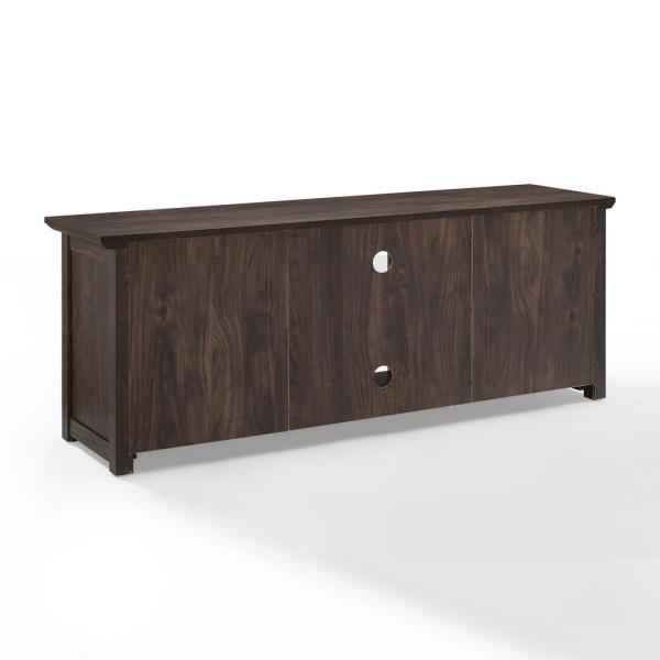 Camden Dark Walnut 58 in. Low Profile TV Stand with Fireplace Fits 60 in. TV with Cable Management