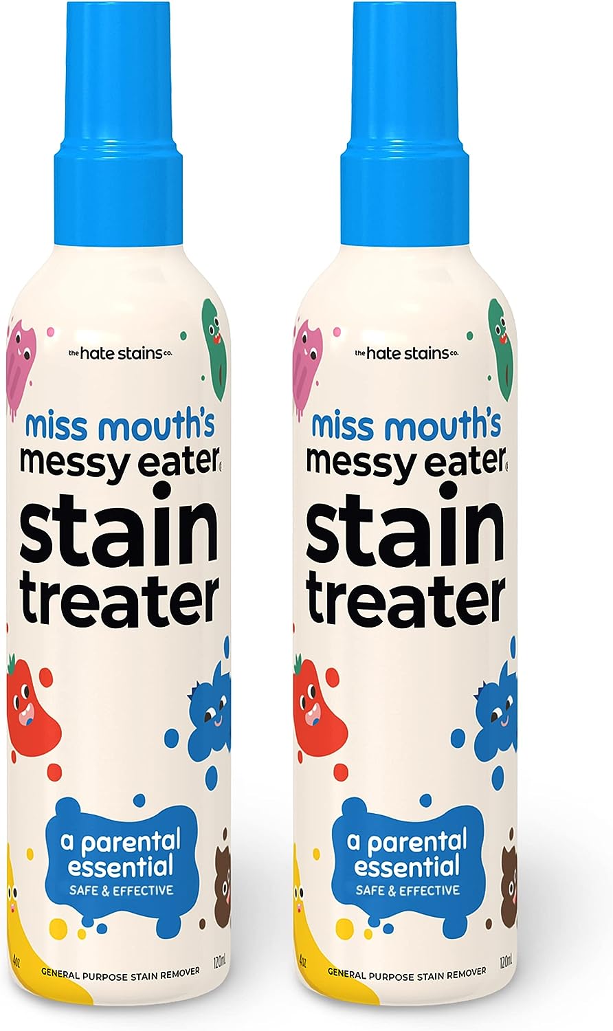 Miss Mouth's Messy Eater Stain Treater Spray - 4oz 2 Pack Stain Remover - Newborn & Baby Essentials - No Dry Cleaning Food, Grease, Coffee Off Laundry, Underwear, Fabric