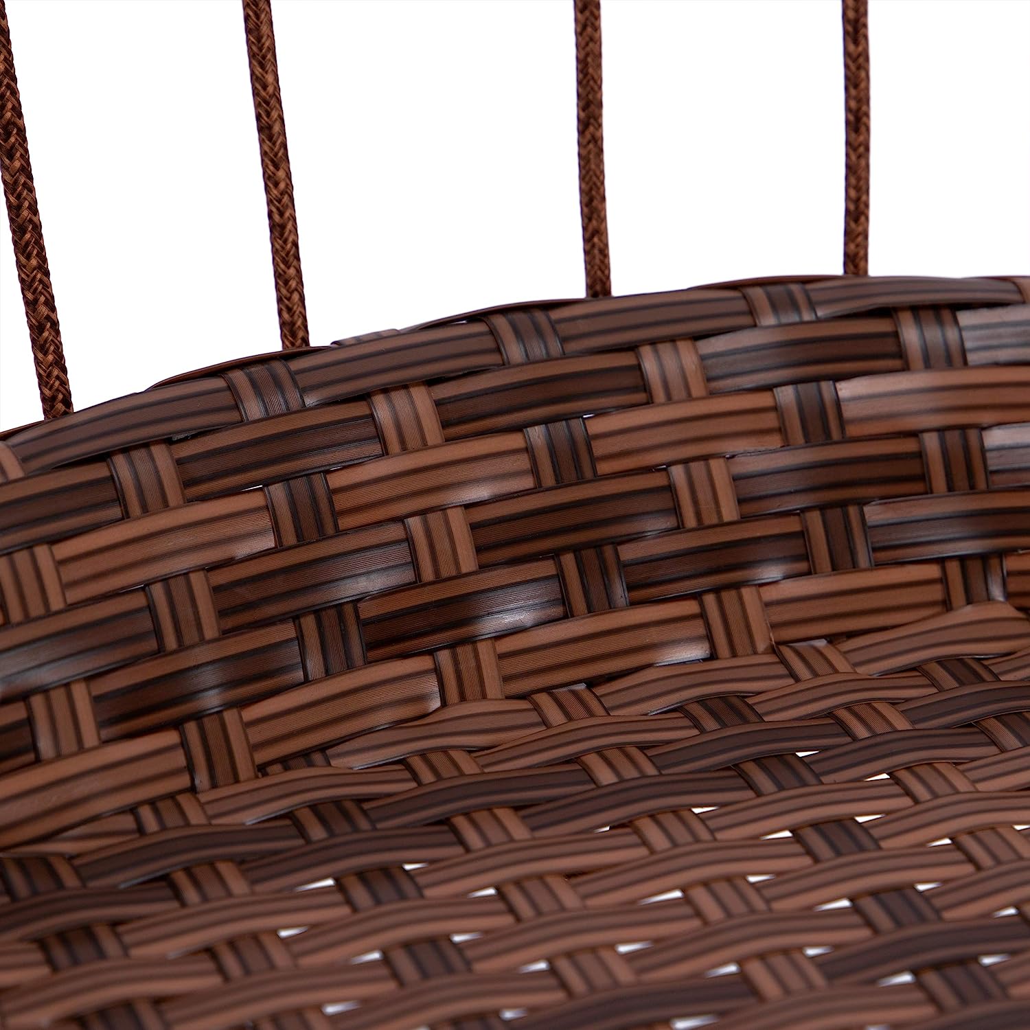 in Door Outdoor Patio Wicker Hanging Chair Swing Chair Patio Egg Chair UV Resistant Beige Cushion Aluminum Frame (Brown)